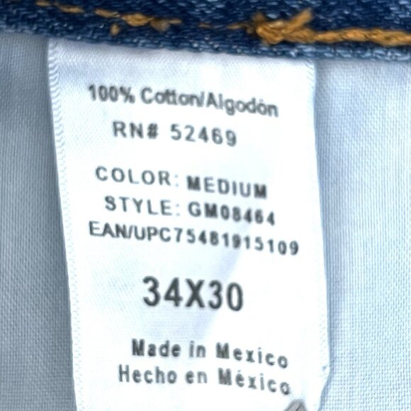 George Men's Blue Denim Jeans Size 34x30 Regular Fit Mid Rise Straight Cotton - Picture 4 of 8